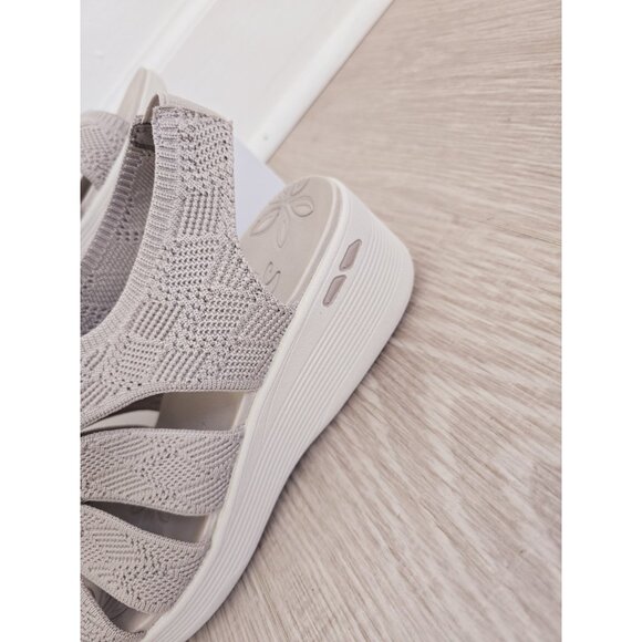 Skechers Womens Pier Lite Memory Maker Taupe 10 | eBay Skechers Pier Lite Memory Maker Wedge Sandals 10 Luxe Foam Open Toe Taupe Womens